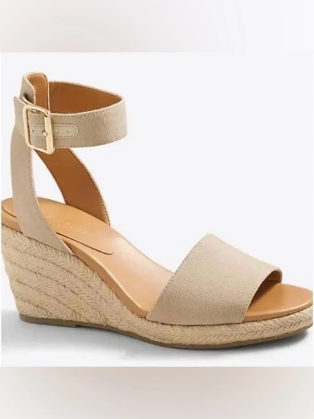 J. Crew Cream Strappy Canvas Espadrille Wedge Sandals